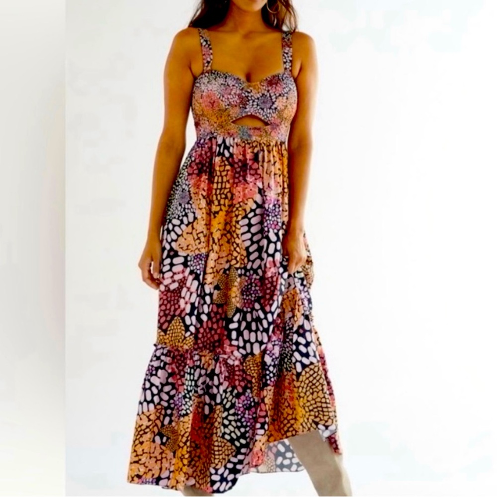 Anthropologie Geisha Designs Beaded Cutout Midi Dress